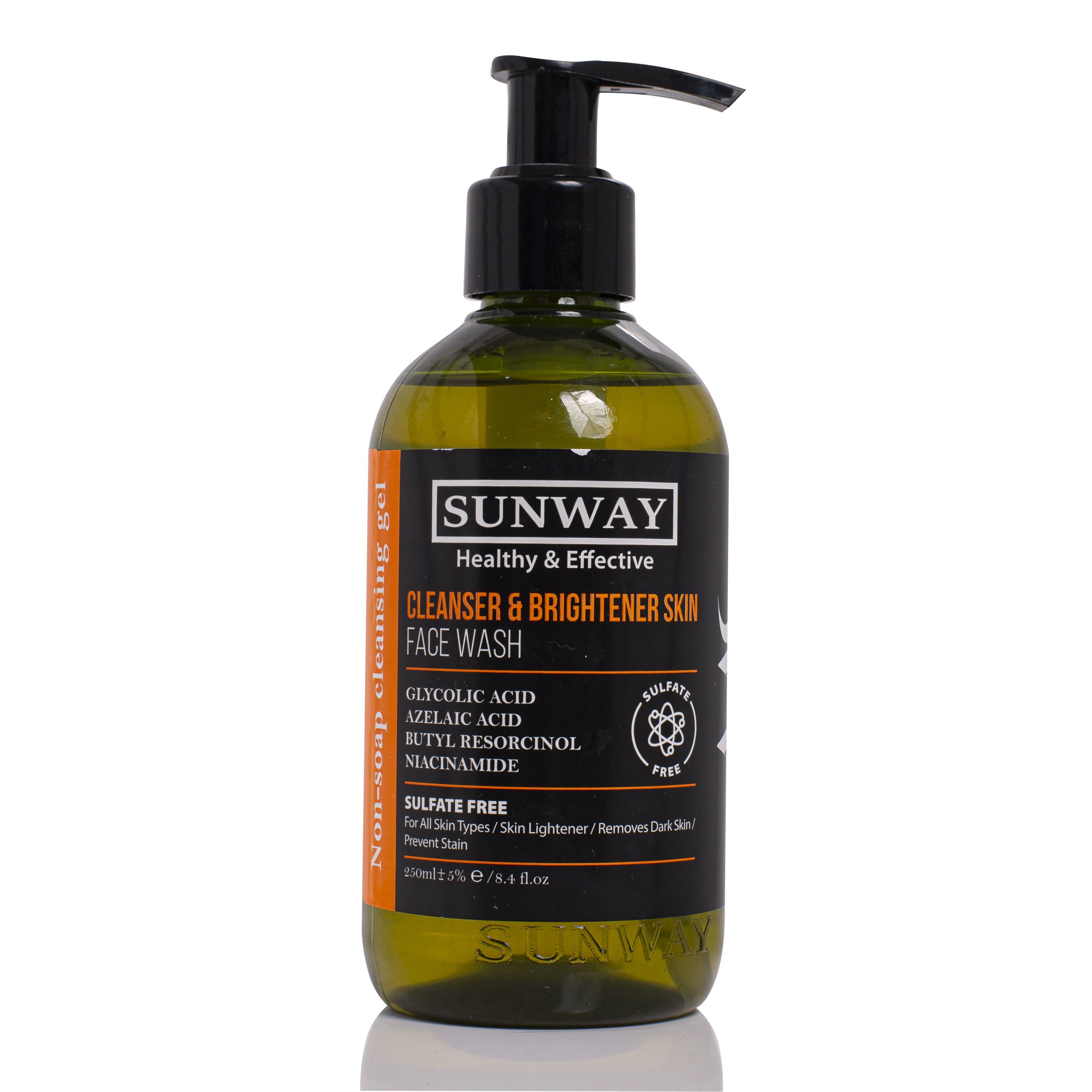 Sunway-Non-Soap-Cleansing-Gel-Cleanser-Brightener-Skin-250-ml-2-scaled ژل شوینده غیر صابونی پاک کننده و روشن کننده سانوی (250 میل) - تصویر 1