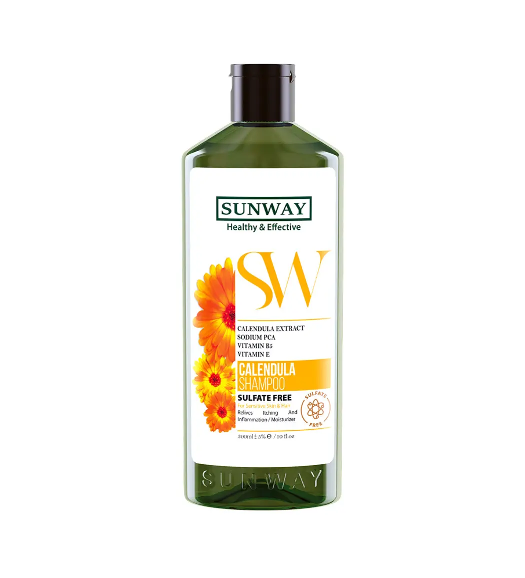 sunway-calendula-free-sulfate-shampoo-300-ml-khanoumi-202413015409109 شامپو مناسب پوست موی حساس کالاندولا بدون سولفات سان وی(300 میل) - Image 1