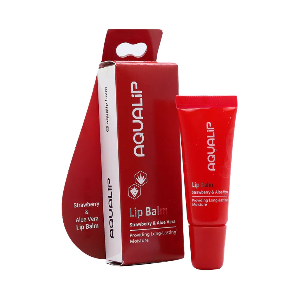 lip-balm-strawberry-and-aloe-vera-aqualip بالم لب توت فرنگی و آلوئه ورا آکوالیپ (10 میل) - تصویر 1