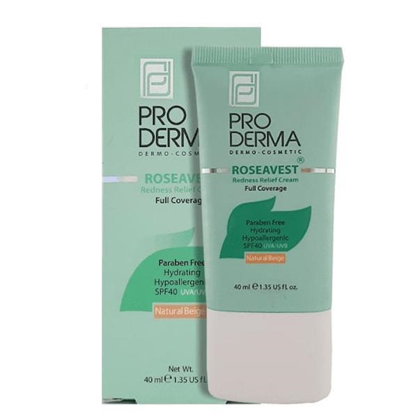 01-1 کرم پوشاننده و مرطوب کننده صورت رنگی بژ طبیعی مناسب پوست معمولی و حساس spf40 پرودرما(40 میل) - تصویر 1
