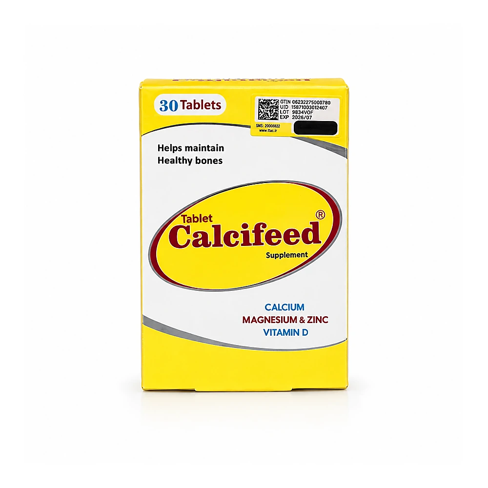 تصویر قرص کلسيفید Calcifeed حاوی کلسیم، منیزیم، زینک و ویتامین D بسته ۳۰ عددی